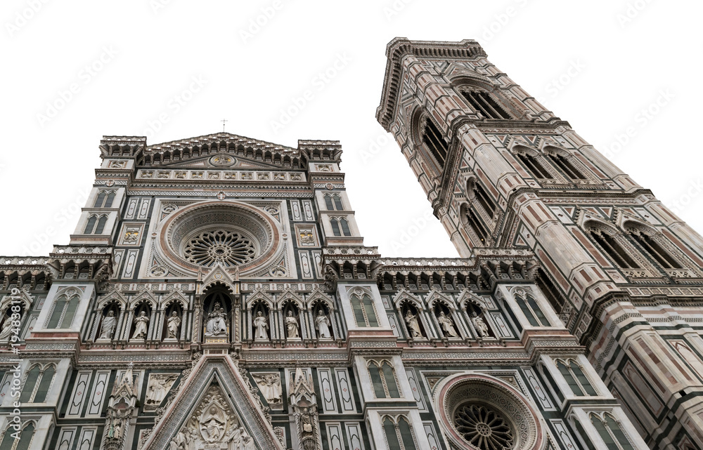 Florence's Cathedral of Santa Maria del Fiore, the Duomo isolated on white, Italy