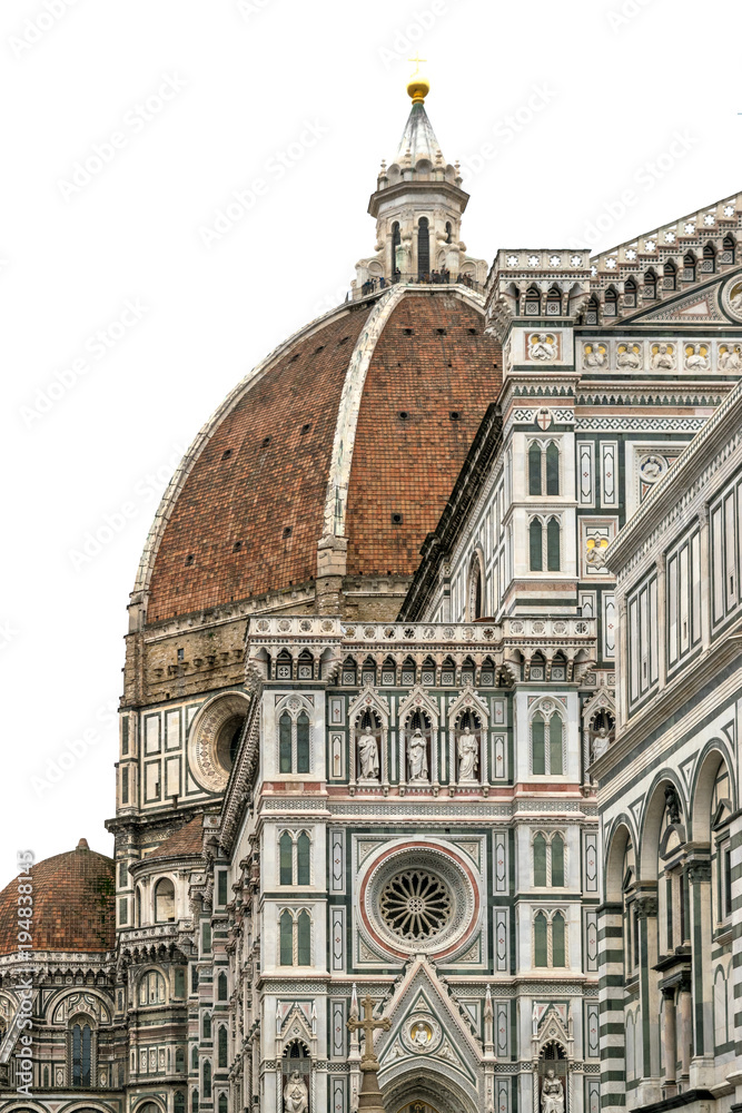 Florence's Cathedral of Santa Maria del Fiore, the Duomo isolated on white, Italy