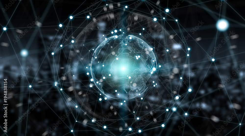 Fototapeta premium Connections system global world view 3D rendering