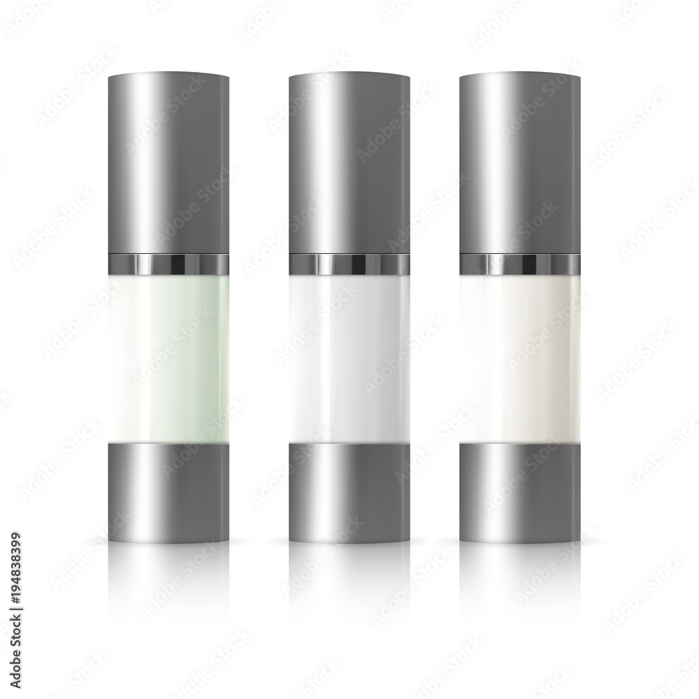 Set of realistic 3d package of cosmetics for cream, whey, foundation, BB. Tube with dispenser Set of realistic 3d package of cosmetics for cream, whey, foundation, BB. Tube with dispenser