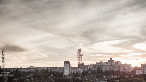 Urban landscape in silver sunset © ruslan_khismatov