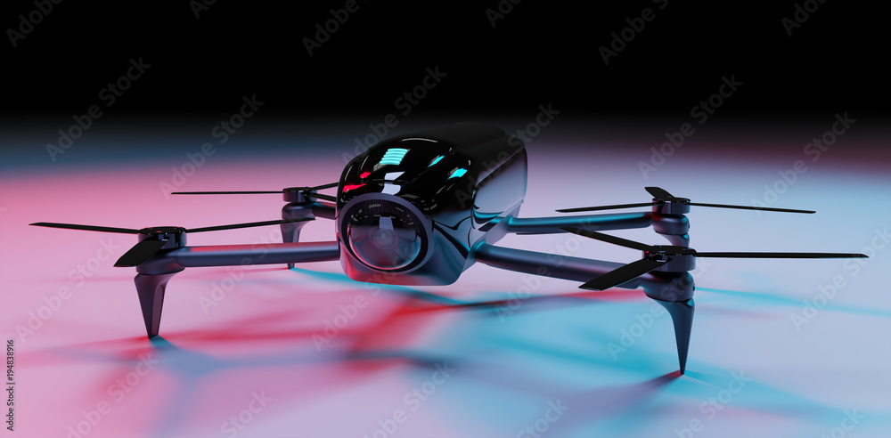 Modern drone 3D rendering - obrazy, fototapety, plakaty 