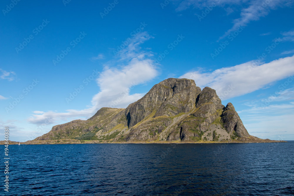 Alden island in Askvoll Municipality western Norway. The island is most notable for its magnificent 460-metre tall mountain called 