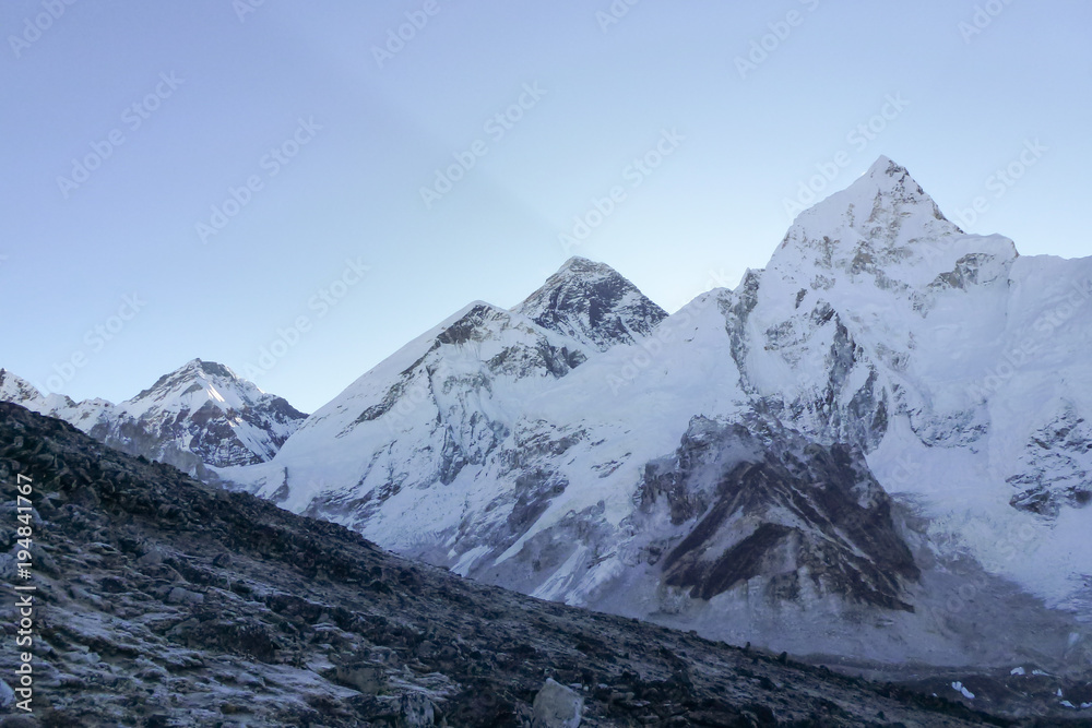 Mount Everest summit at dawn from Kala Patthar, Gorak Shep, Everest Base Camp trek, Nepal