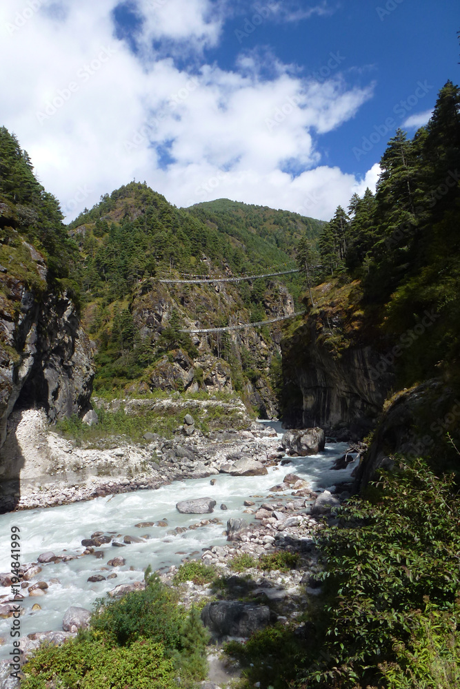 The Hillary bridge, Everest Base Camp trek, Nepal