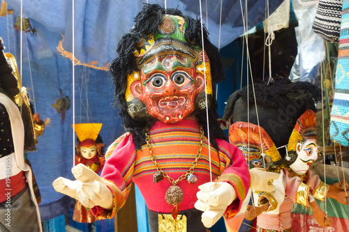 Puppet for sale at a street market Kathmandu, Nepal photo