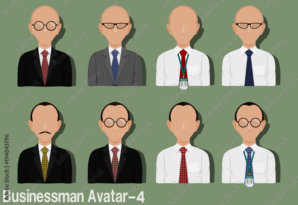 Businessman Avatar with Variation of necktie ,shirt,eyeglasses and suit.Characters are based on Strawberry head with no hair and Strawberry head with Skin Head hair style.
Businessman Avatar with Variation of necktie ,shirt,eyeglasses and suit.Characters are based on Strawberry head with no hair and Strawberry head with Skin Head hair style.