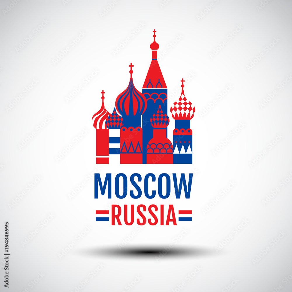 logo design , vector icon, sign, Symbol,The Most Famous cathedral In Moscow, Saint Basil's Cathedral, Russia. - obrazy, fototapety, plakaty 