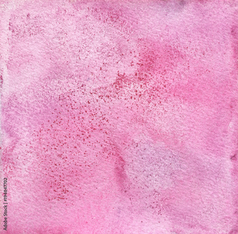 Abstract painted pink watercolor background on crumpled paper texture. Illustration for wedding, birhday, greetings cards, web, print, scrapbooking.