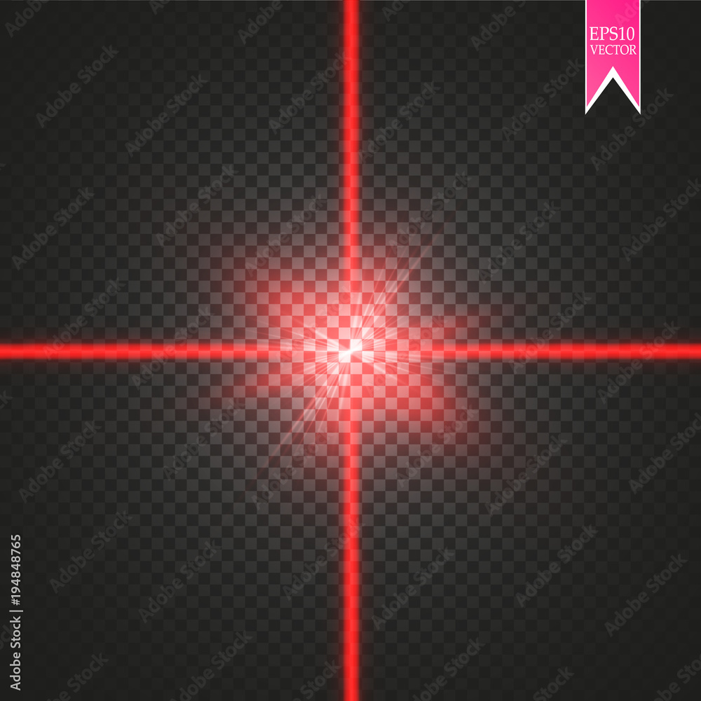 Abstract red laser beam. Vector illustration.the lighting effect ...