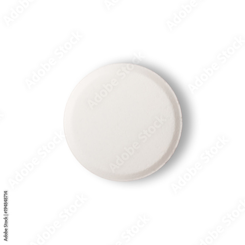 White pill, isolated on white background.