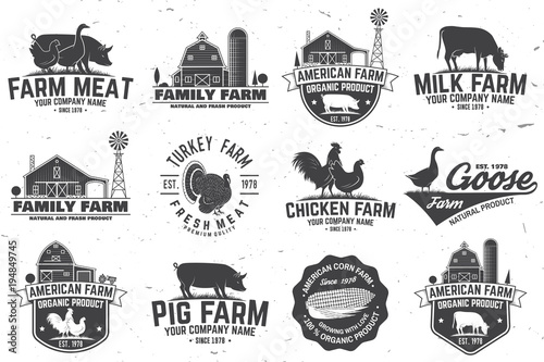 American Farm Badge or Label. Vector illustration.