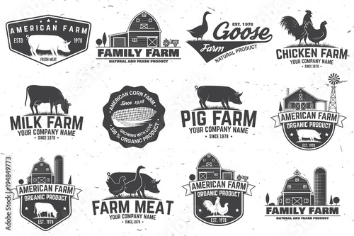 American Farm Badge or Label. Vector illustration.