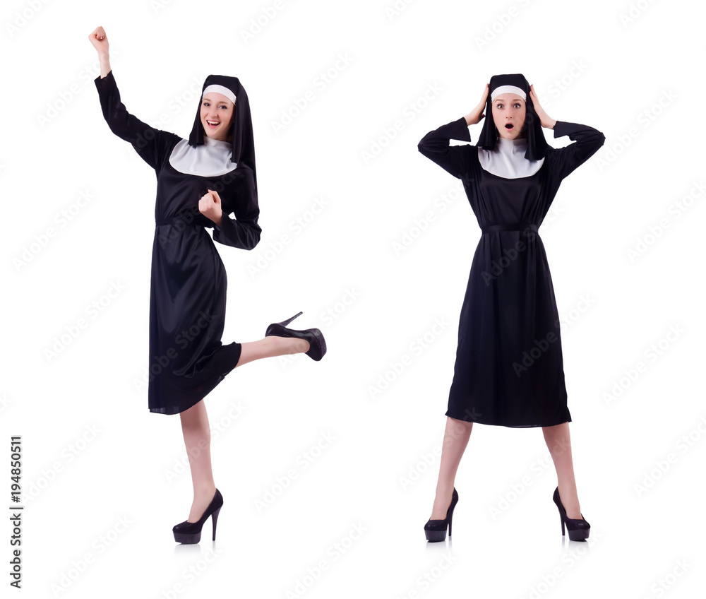 Nun isolated on the white background Nun isolated on the white background