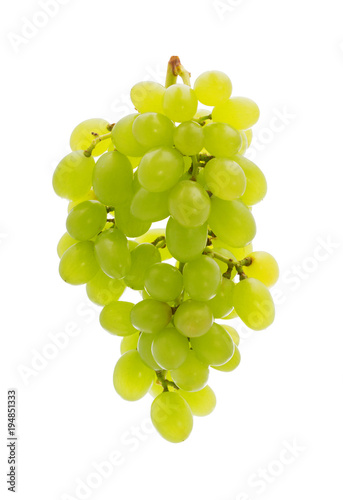 Ripe bunch green grapes isolated on the white background