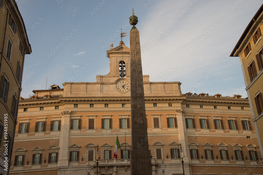 Montecitorio in the old town of Rome: Seat of the Representative chamber of the Italian parliament.