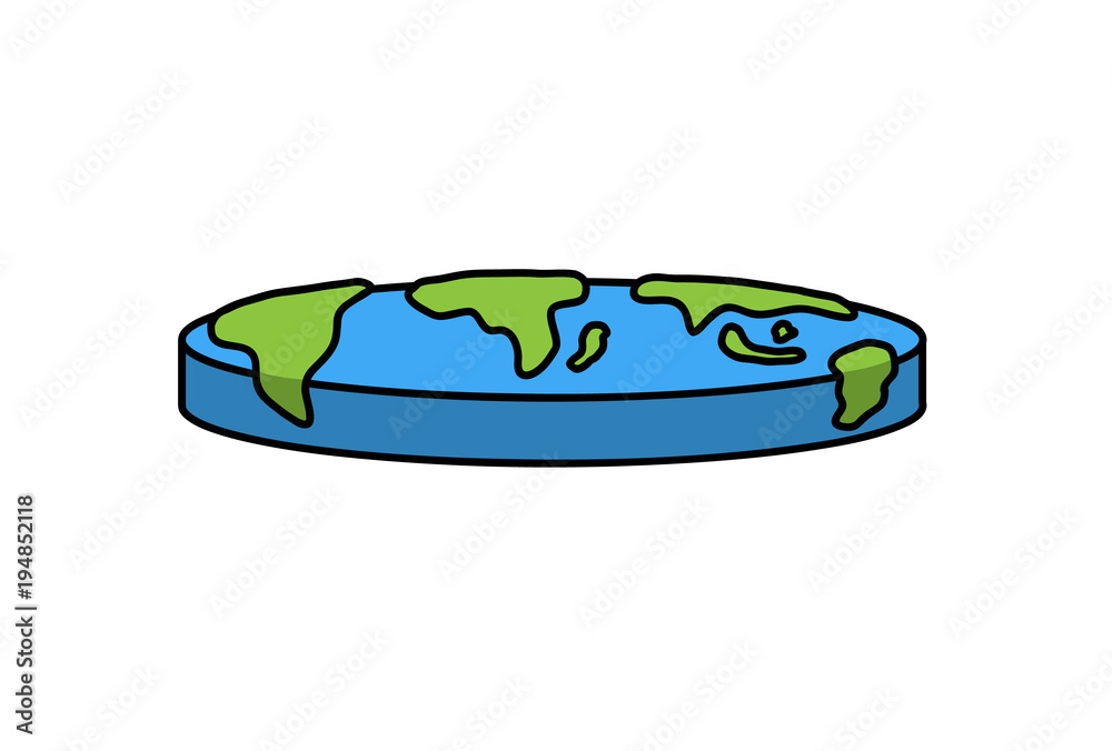 Flat Earth Illustration, a hand drawn vector cartoon illustration of a flat  earth. Stock Vector | Adobe Stock