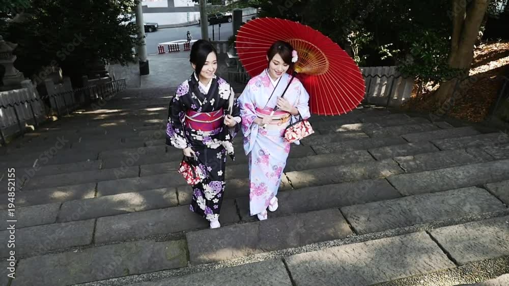 Two japanese girl wearing traditional clothes in Tokyo Two japanese girl wearing traditional clothes in Tokyo