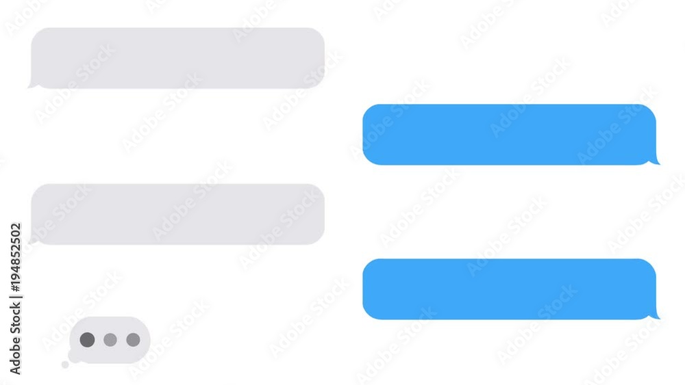 typing text message, sending messages using mobile chat, message bubble for custom text on white screen, 4K seamless loop animation typing text message, sending messages using mobile chat, message bubble for custom text on white screen, 4K seamless loop animation