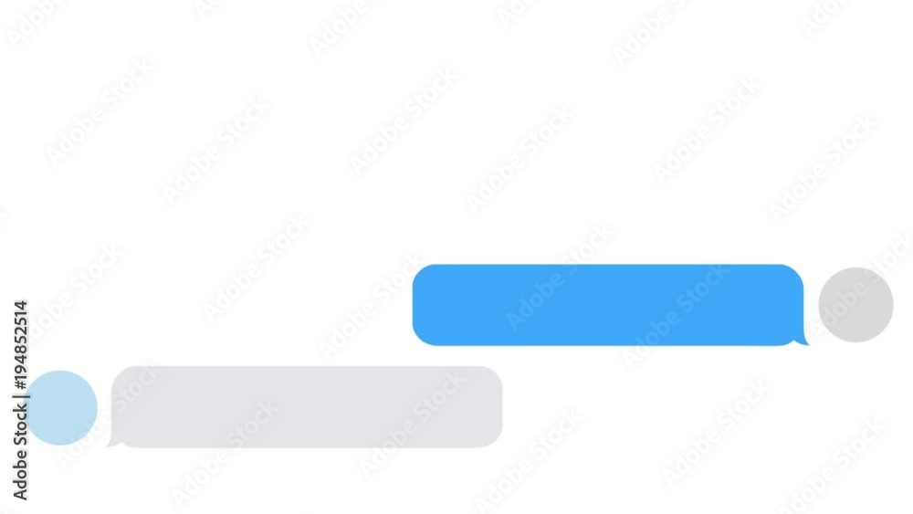 typing text message, sending messages using mobile chat, message bubble for custom text on white screen, 4K seamless loop animation