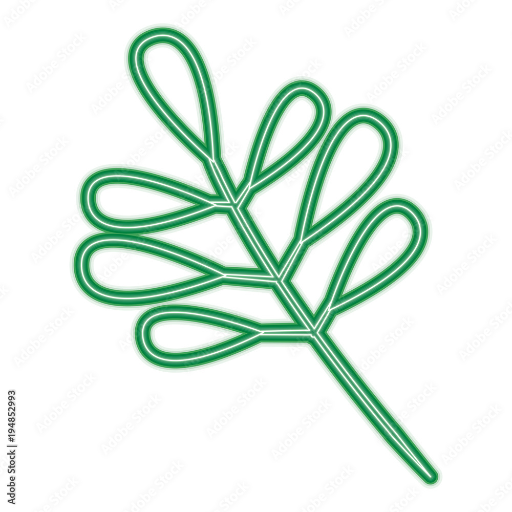 tree branch with green leaves plant natural vector illustration neon line design