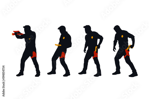 policeman silhouettes in set