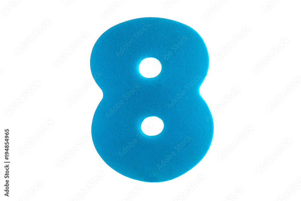 digit eight of the textured blue material on a white background digit eight of the textured blue material on a white background
