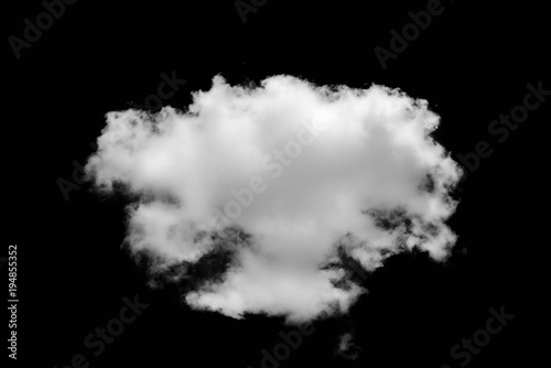 White cloud isolated on black background, Black sky and single white cloud
