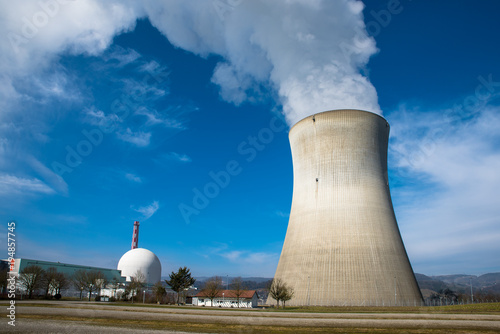 nuclear power station with a cooling tower