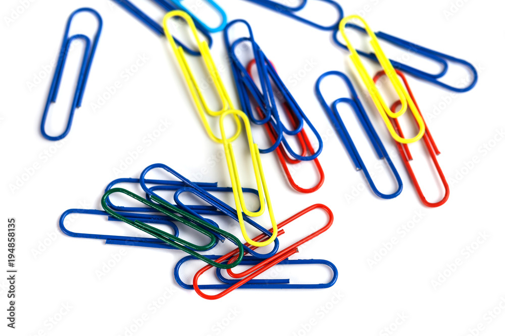 Bunch of colorful paper clips isolated on white background Bunch of colorful paper clips isolated on white background
