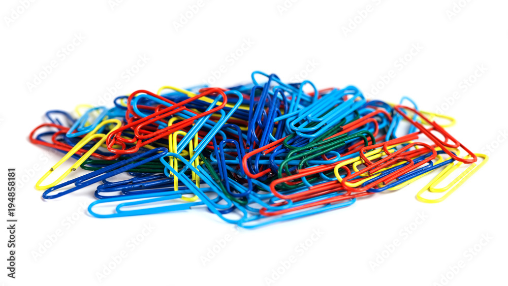 Bunch of colorful paper clips isolated on white background Bunch of colorful paper clips isolated on white background
