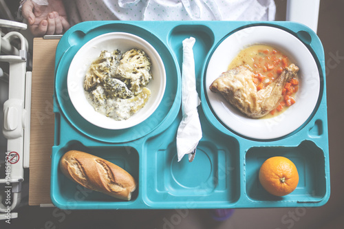 tray with hospital food