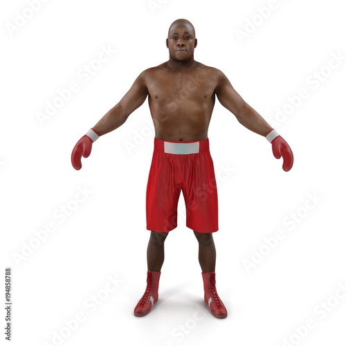 African American Male boxer on white. Front view. 3D illustration © 2dmolier