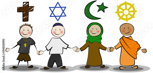 Christ, Jude, Moslem, Buddhist Hand in Hand photo