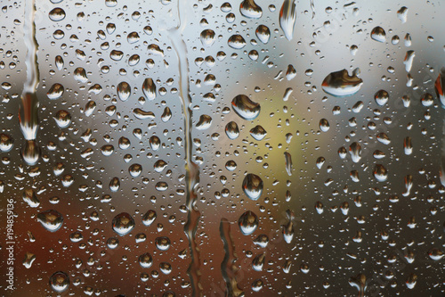 Rain drops on window , rainy day