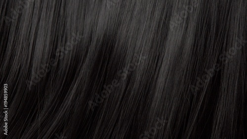 Hair texture background, no person. Black shiny hair comb texturte