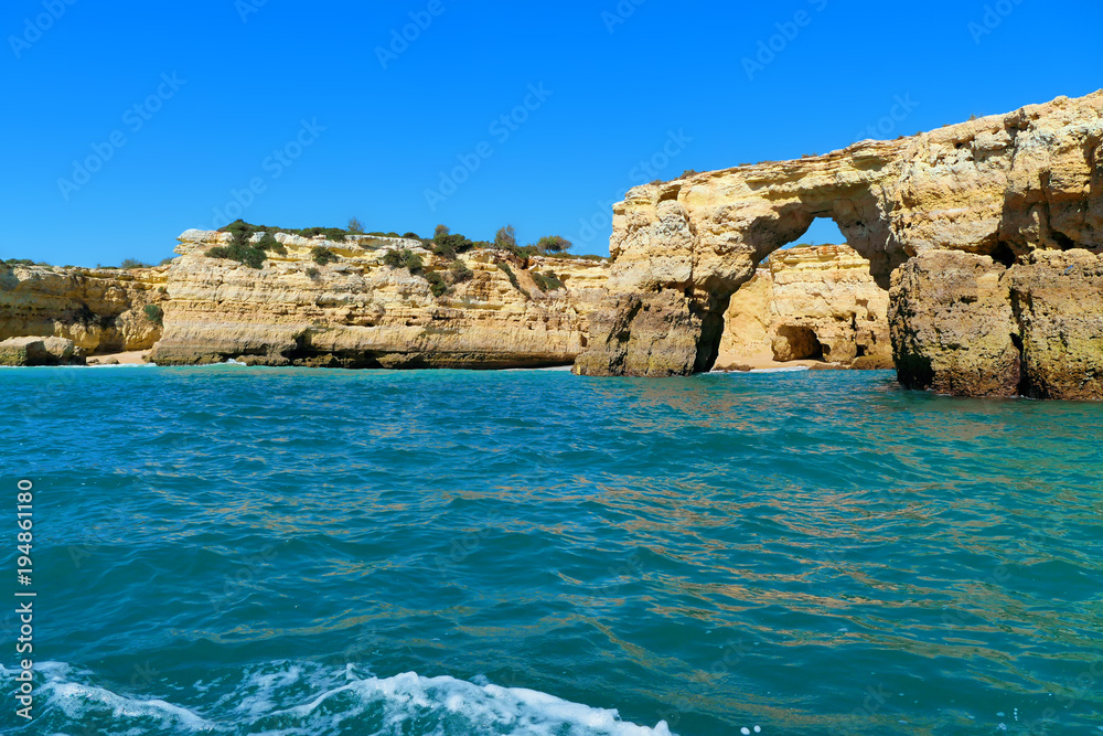 boat trip along the coast in Benagil to grottos and caves, Algarve