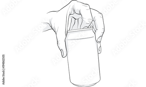 hand holding beer can vector