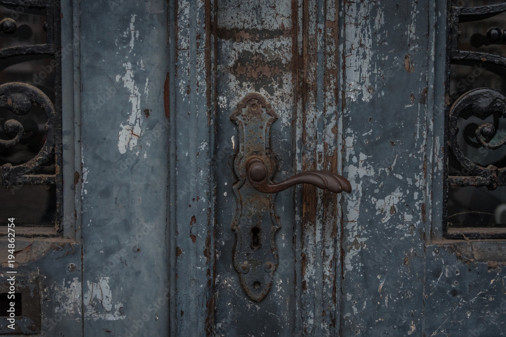 The old and vintage door of a building