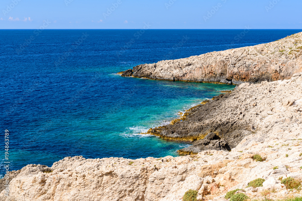 View of beautiful sea near Limnionas beach, popular tourist destination on Zakynthos island. Greece.