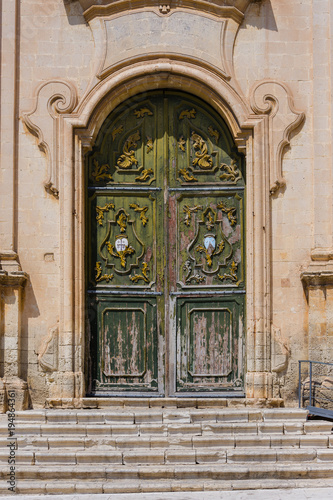 Ancient main door of the Church "Madonna Del Carmine" - Noto