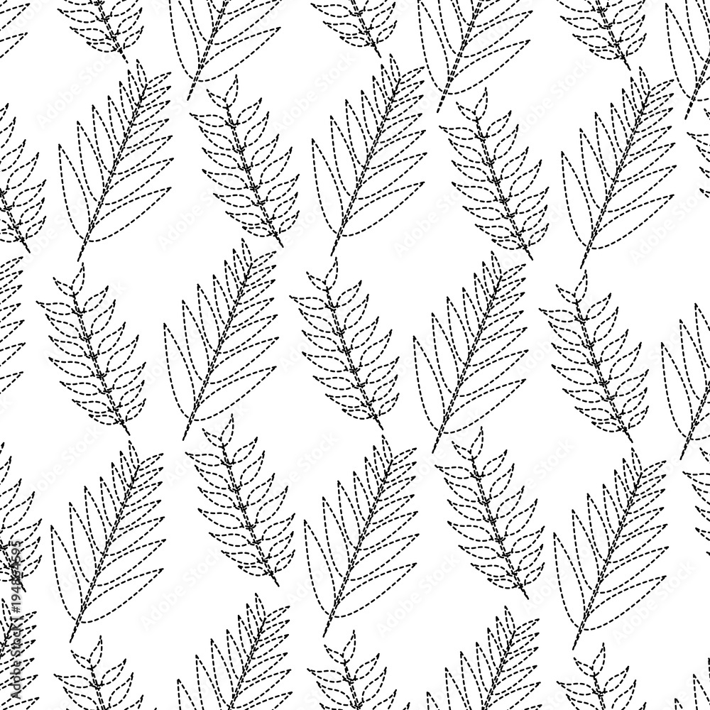 branch leaves plant seamless pattern decoration vector illustration dotted line design