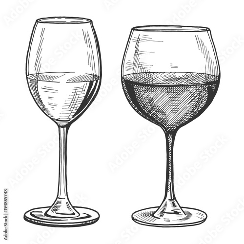 white and red wine glasses