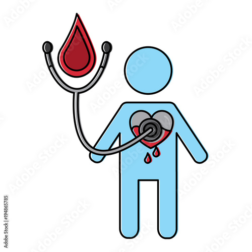 man stethoscope heart blood medical hemophilia vector illustration