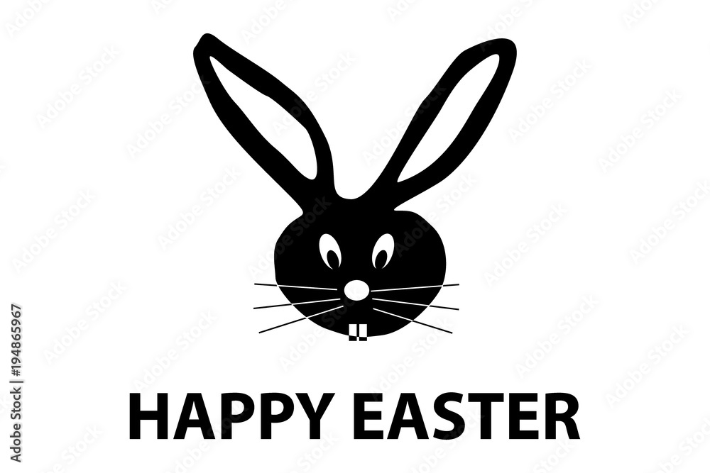 Obraz premium Happy easter -rabbit - head - vector illustration - black and white