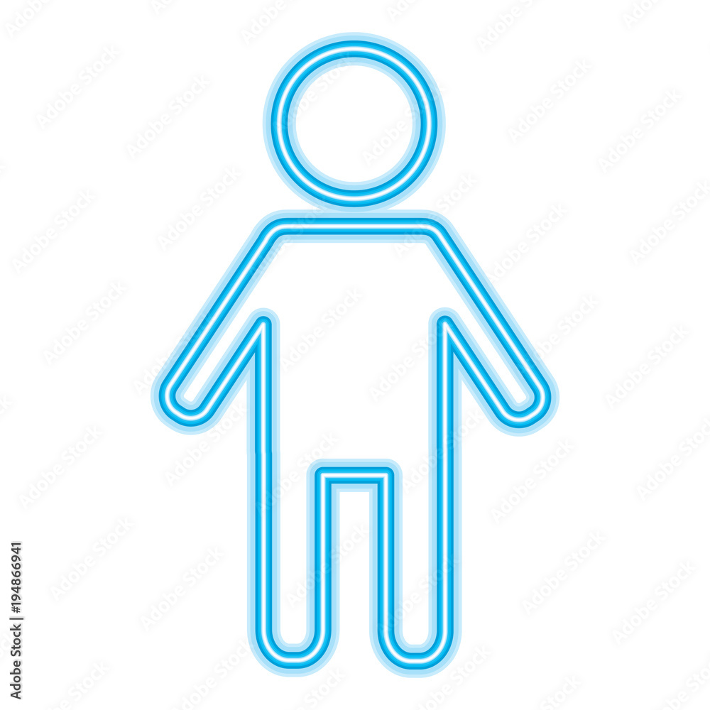 pictogram man male avatar icon vector illustration neon blue design