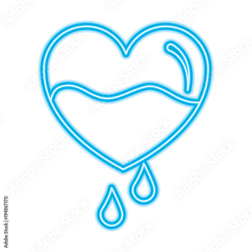 heart blood drops falling prevention care vector illustration neon blue design