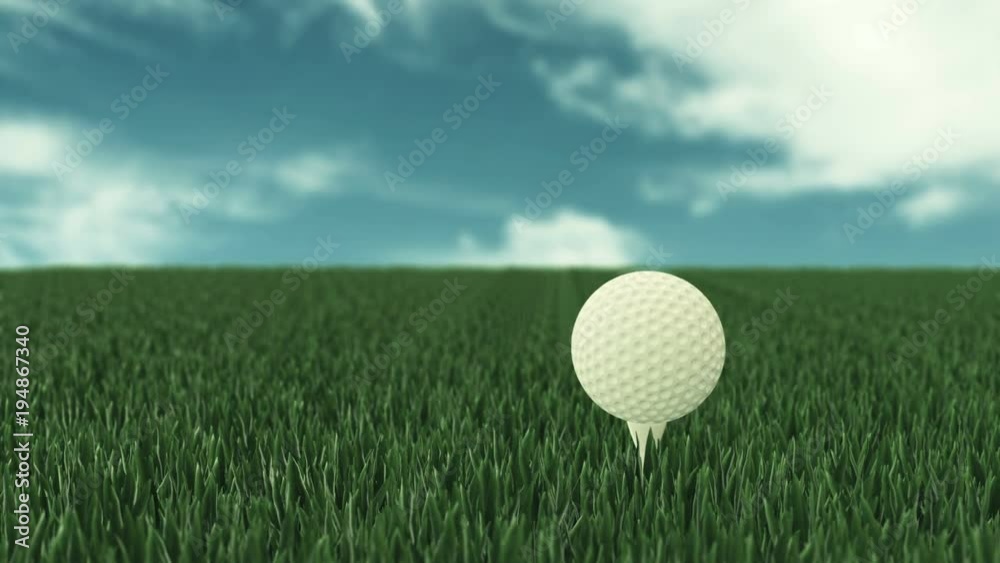 Close-up of a rotating golf ball on golf course. 4K UHD animated video. Close-up of a rotating golf ball on golf course. 4K UHD animated video.
