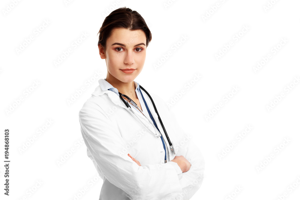 Woman doctor isolated over white background Woman doctor isolated over white background