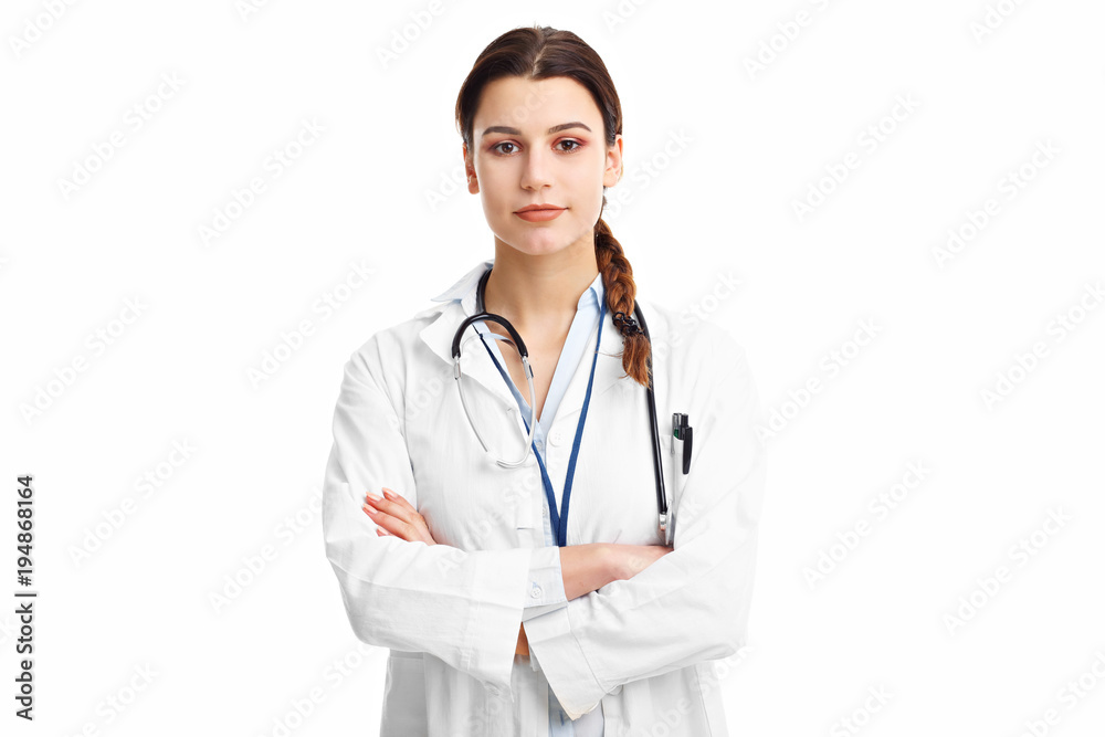 Woman doctor isolated over white background Woman doctor isolated over white background